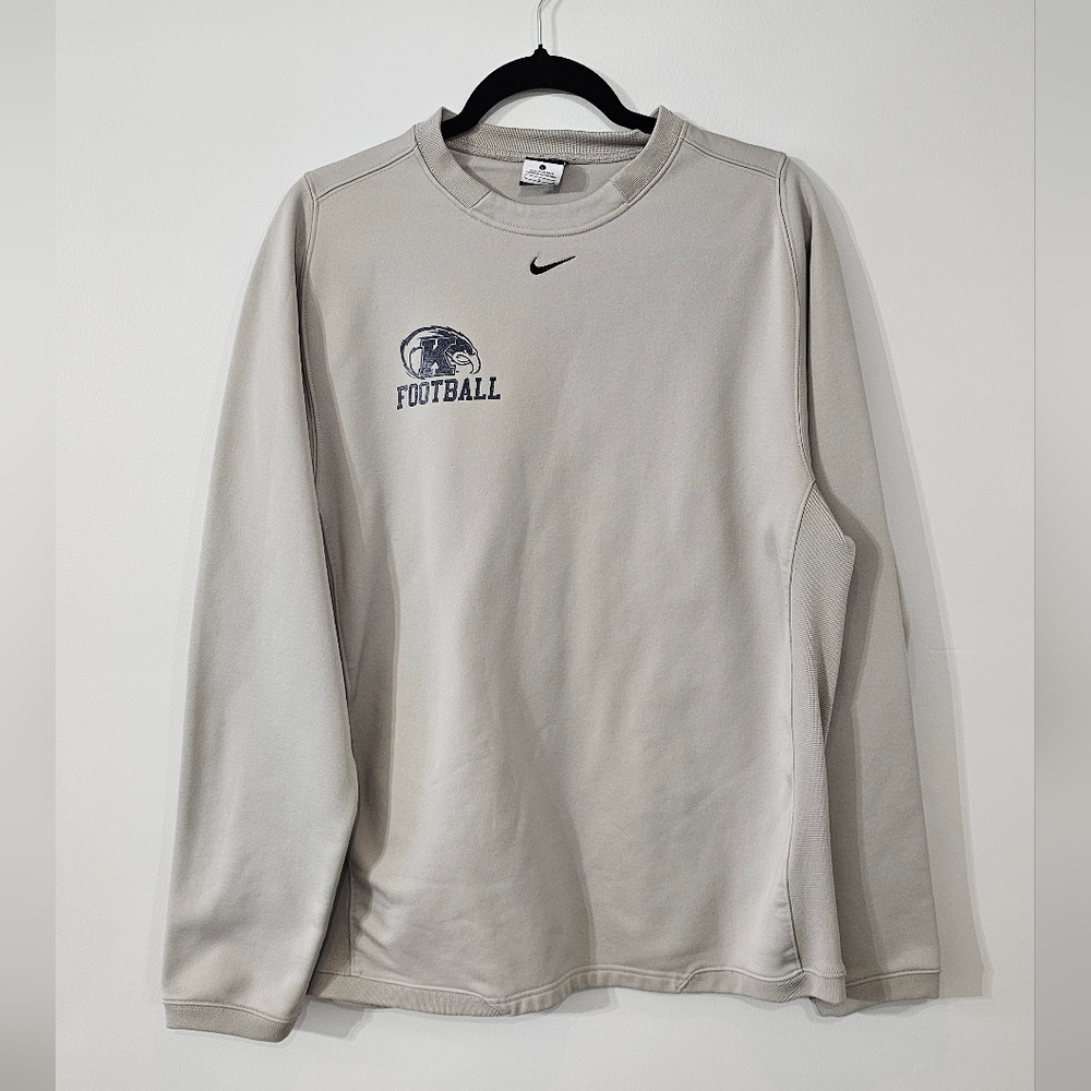 Nike Beige Crewneck Kent State Football Sweatshirt with Navy Logo
